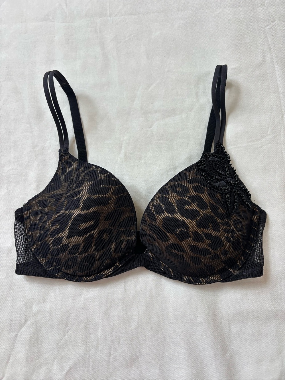 Vintage Victoria's Secret Cheetah Leopard Beaded Push-Up Bra